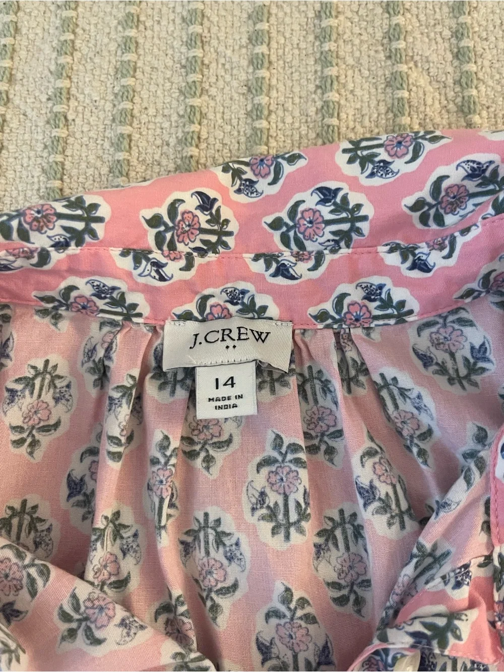 J. Crew Pink Floral Long Sleeve Dress - 98% Cotton - Size: 14